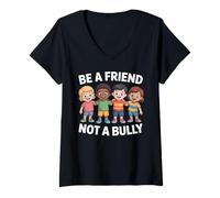 Womens Anti Bullying - Be A Friend Not A Bully - Kindness Unity Day V-Neck T-Shirt