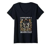 Womens Anti Capitalism Boho V-Neck T-Shirt