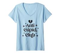 Womens Anti Cupid Club - Anti-Valentines Broken Heart Sarcasm V-Neck T-Shirt