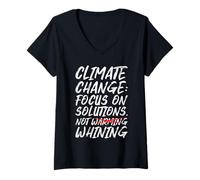 Womens Anti Democrats CLIMATE CHANGE FOCUS ON SOLUTIONS Activists V-Neck T-Shirt