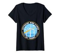 Womens Anti Green OFF SHORE Wind Power Anti Wind Power V-Neck T-Shirt