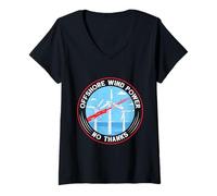 Womens Anti Green OFF SHORE Wind Power Anti Wind Power V-Neck T-Shirt
