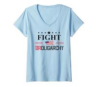 Womens Anti Oligarchy Fight Fascism Deport No Kings Save Democracy V-Neck T-Shirt