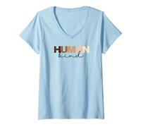 Womens Anti Racism Human Kind Skin Tone Inclusion End Racism V-Neck T-Shirt