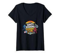 Women's Anti Running Running Club Funny Runner Design V-Neck T-Shirt