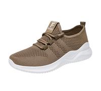 Womens Anti-Slip Lace-Up Chunky Solid Trainers Size 4 Elastic Mesh Breathable Lightweight Sport Shoes Comfortable Wide Fit Arch Support Trainer Female Flat Orthopeadic Cloud Soft Sole Running Shoe