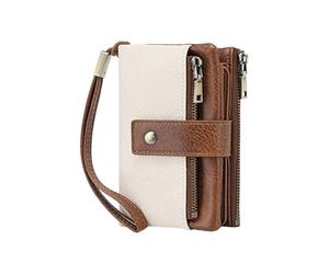 Women's Anti-Theft Wallet - Small Multi-function Tri-fold Zip Wallet | Retro Large Capacity 2 ID Documents | Compact Faux Leather Purse for Travel