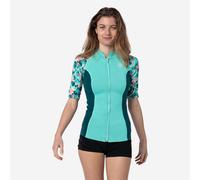 Women's Anti-uv Short-sleeved 1 mm Neoprene Top - Flower Turquoise
