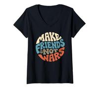 Women's Anti War USA Venezuela Make Friends Not Wars V-Neck T-Shirt