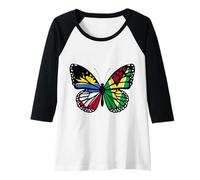 Womens Antigua and Guyana Mix Butterfly Half Antiguan Half Guyanese Raglan Baseball Tee
