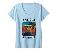 Womens Antigua Guatemala Quetzal Chapin Cafe Coffee Tikal 502 Guate V-Neck T-Shirt