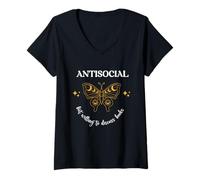 Women's Antisocial Book Club Introvert Booklovers for Readers V-Neck T-Shirt