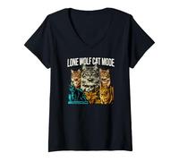 Women's Antisocial Feline Introvert Lone Wolf Cat Mode V-Neck T-Shirt