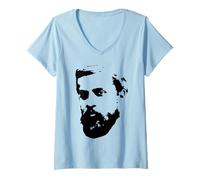 Women's Antoni Gaudi Portrait Black V-Neck T-Shirt