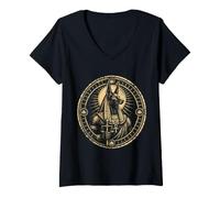 Women's Anu gyptian Deity Scales Ancient Sacred Symbols Art V-Neck T-Shirt