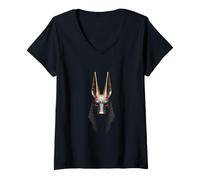 Womens Anubis Head Ancient Egyptian God Art V-Neck T-Shirt