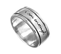 Women's Anxiety Rings, I Am Enough Meditation Ring Letter Ring Hand Jewelry With Card Birthday Gifts for Her