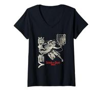Women's AOT Distressed Levi with Kanji and Scout Regiment Logo Anime V-Neck T-Shirt