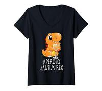 Womens APEROLO SAUFUS REX. Dinosaur Tyranno Vino Front V-Neck T-Shirt