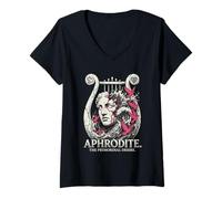 Women's Aphrodite Gr oddess Statue Primordial Desire Doves V-Neck T-Shirt