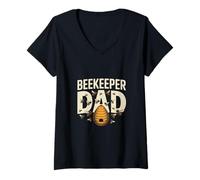 Women's Apiary Hive Bees Beekeeper Dad Honey Father Loving V-Neck T-Shirt