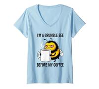Women's Apiary Humor Beekeeping Grumpy Bee Keeper Keeping Coffee V-Neck T-Shirt