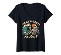 Womens Apocalypso Dark Humor Beach Rave End of World Meme Sunset V-Neck T-Shirt