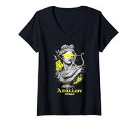 Womens Apollo Statue Vaporwave Urbant Ancient Greek Mythology V-Neck T-Shirt