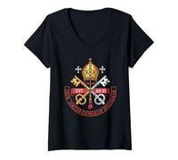 Womens Apostolic Church AD 33 Papal Keys UNAM Sanctam V-Neck T-Shirt