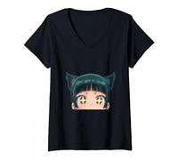 Womens Apothecary Diaries Maomao Adorable Cat Girl Neko Anime Waifu V-Neck T-Shirt