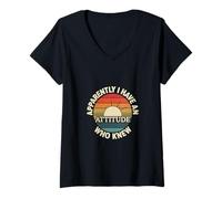 Womens Apparently I Have an Attitude Who Knew Sassy - V-Neck T-Shirt