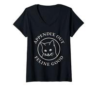 Womens Appendix Out Feline Good V-Neck T-Shirt