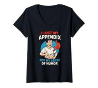 Womens Appendix Surgery Lost My Appendix Fun Mens Hospital Patient V-Neck T-Shirt