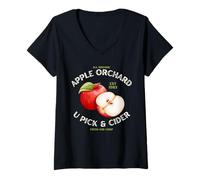 Womens Apple Orchard U Pick Cider Fresh Organic Fruit Fun Fall V-Neck T-Shirt