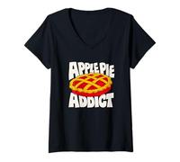 Women's Apple Pie Lover Retro Graphic V-Neck T-Shirt