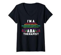 Women's Applied Behavior Analysis Therapist Humor Data Scientist V-Neck T-Shirt