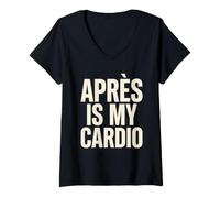 Women's Apres is My Cardio Funny Skiing Statement V-Neck T-Shirt