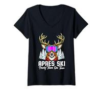 Women's Apres Ski Party Team On Tour Skiing Winter Vacation V-Neck T-Shirt