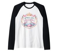 Womens Apres Ski Queen Skiing Lover Girl Skier Enthusiast Raglan Baseball Tee