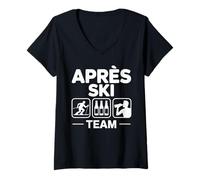 Womens Apres Ski Team Skiing Snowboarding Skier Apres Ski V-Neck T-Shirt