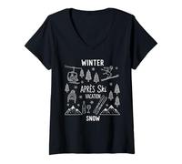 Womens Apres Ski Vacation Snow Skiing Snowboarding Skier Apres Ski V-Neck T-Shirt
