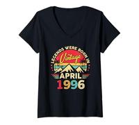 Women's April 1996 Retro Sunset Classic 30-Year-Old 30th Birthday V-Neck T-Shirt
