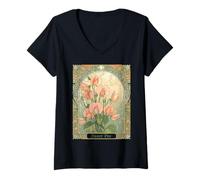 Women's April Sweet Pea Birth Month Flower V-Neck T-Shirt