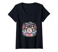 Womens Aqua Tofana Apothecary Funny Women Poison Hedgehog V-Neck T-Shirt
