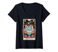 Womens Aqua Tofana Apothecary The Poisoner Tarot Card V-Neck T-Shirt