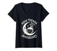 Womens Aqua Tofana Apothecary Women Poison Moon V-Neck T-Shirt