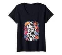 Womens Aquaristics "In Glue We Trust" Coral Fragging V-Neck T-Shirt