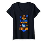Womens Aquariums Fishes Tank-Fishes aquaristics Fishtank Aquariums V-Neck T-Shirt