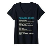 Women's Aquarius Traits Constellation Zodiac Sign Birthday Aquarius V-Neck T-Shirt