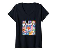 Womens Aquarius Zodiac Sign Bauhaus Style - Modern Astrology Art V-Neck T-Shirt